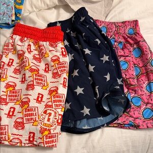 Kids Fun Print Shorts Trio - Red, Blue, Pink